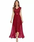 Dressystar Damen Elegant Abendkleider Hochzeit Party V-Ausschnitt Cocktailkleid Maxi Lang Brautjunferkleid Dunkelrot XXL