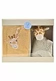 Sterntaler Geschenk Set Giraffe Kaya – weiches, saugfähiges Kinderhandtuch mit Applikation & kleines Schmusetuch aus weichem Musselin mit Rassel – ab Geburt - Geschenk zur Babyparty,