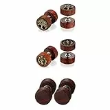 OIDEA 10mm Fake Plug Holz Hochwertig, Ohrstecker Basic Herren Dunkelbraun 3 Paare
