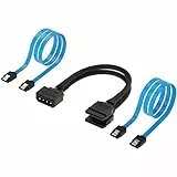 SABRENT SSD/SATA-Festplattenanschlusskit [Molex 4 Pin zu x2 15 Pin SATA-Stromverteilerkabel und x2-SATA-Kabel (Daten)] (CB-SDSP)
