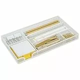 EXERZ Mesh-Organizer Schubladeneinsatz – Metallschale mit 6 Fächern – Stapelbarer Büro-Organizer für Schreibwaren, Make-up & Zubehör (weiß)