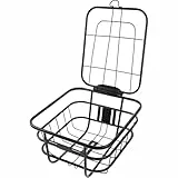 LOORGVEL Praktischer Fahrradkorb für Elektrofahrrad Verstärkter Frontkorb aus Schwarzem Eisen 30X29X17cm mit Deckel Stabiler Aufbewahrungshalter für Fahrradzubehör