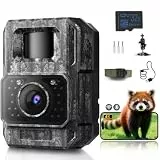 MAXDONE Wildkamera mit Handyübertragung APP - Wildtierkamera 4K 64MP HD mit WLAN Bluetooth Bewegungsmelder Nachtsicht, Wildkamera mit 6000mAh Akku, 0,1s Auslösezeit, 32GB Speicherkarte IP66