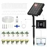 ZWOOS Solar Bewässerungssystem, Bewässerungssystem Garten mit Automatischem Timer, 20M Schlauch & 20 Tropfern, USB-C Wiederaufladbar, Tropfbewässerung Set für bis zu 20 Pflanzen, Balkon Gewächshaus