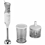 Bosch Stabmixer ErgoMixx MSM66120, Edelstahl-Mixfuß, Mix- und Messbecher, 4-Klingen-Messer, ergonomisches Design, 12 Stufen plus Turbo, 600 W, weiß/grau