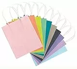 folia 21819/7 - Papiertüten aus Kraftpapier, Geschenktüten, 7 Stück, ca. 18 x 8 x 21 cm, farbig sortiert - zum Basteln, Verzieren und Verschenken