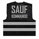 Saufkommando Karneval Fasching Kostüm Warnweste BZW. Signalweste mit reflektierendem Aufdruck - Größe L/XL, Schwarz