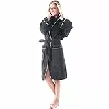 aqua-textil S-XXL Bademantel Schalkragen Uni lang aufgesetzte Taschen Damen Herren Unisex warm Frottee Baumwolle OEKO-TEX Rügen