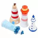 FUTUREORYY 4 Stück Mediterrane Leuchtturm Figuren aus Kunstharz mit Kreativem Design für Selbstgemacht Dekoration und Vielseitige Anwendung in Cafés und Zuhause Zufällige Farbe