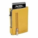 SecWal Kartenetui mit Münzfach Reißverschluss - Made in Germany - Echtleder Geldbörse inkl. E-Book für Damen und Herren - RFID Schutz Portemonnaie Leder - Geldbeutel klein (Gelb)