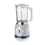 Ariete 583 Capri, Elektrischer Standmixer aus Glas 1,5L, 4 Geschwindigkeiten + Pulse mit IceCrushFunktion, 4 Edelstahlklingen, Dosierkappe mit Öffnung, 1000 Watt, Für Smoothies, Frappés und Granitas