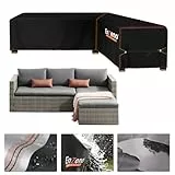 Enzeno Gartenmöbel Abdeckung für L-Form Sofas (Linke Lang-Rechte Kurz) Ecksofa Abdeckplane Mit Wasserdicht Streifen, Wasserdicht Lounge Abdeckung Loungemöbel Abdeckhaube 210x140x75cm