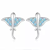 ZCCZJS Ohrringe für Frauen, niedlicher Ozeanblauer Manta-Ohrstecker, Ohrstecker aus 925er Sterlingsilber, Jacken, Teufelsfisch, Meerestier, für Frauen, edler Schmuck