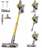 CHEBIO Kabelloser Staubsauger, 500 W/45 kpa Staubsauger für Zuhause mit LED-Display, 8-in-1 leichter Stabstaubsauger mit 60 Minuten Laufzeit, Anti-Verheddern, Wandhalterung, Aufladen für Hartboden