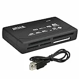 Retoo Kartenleser USB 2.0 7 in 1 Kartenlesegerät, CF/CFII/Ultra, CF/MD, SD/Mini-SD/SDC/SDHC, MMC/MMCII/Ultra, MMC/RS-MMC, MS/MS-MG, Speicherkartenleser, Kartenleseradapter, Schwarz