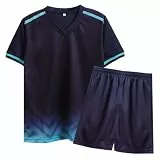 Fussball Trikot Kinder Set, Schnelltrocknende Sportbekleidung Jungen, Trainingsanzug Fußball Trikot Set T-Shirt und Shorts (Königsblau, 9-10 Jahre)