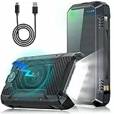 Solar Powerbank 49800mAh, PD 30W USB C Solar Ladegerät Schnellladen mit 2 Kabeln, 4 Ausgänge 2 Eingänge, 15W Wireless Charger, LED Leuchtanzeigen, Taschenlampe, Externe Handy-Akkus für Smartphone