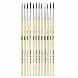 Idena 90088 - Haarpinsel, Größe 4, mit unlackiertem Holzstiel, 12er Set, Malpinsel für Schulkinder Hobbykünstler