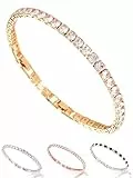 inSCINTILLE Tennisarmband Damen und Herren Armband Unisex mit Zirkonen und Verstellbarer Schnappverschluss (Größe der Steine: 0,40 Cm, Goldkette - Weißer Stein)