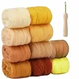 NAROSEBE 10 Farben Nadelfilz Set, Nadelfilz Wolle, Nadel Filz Wolle Kit mit Filznadeln, Filzwolle Set je 10 g, Filzwolle Nassfilzen Nadelfilzen Set für Filzwollen Trockenfilzen DIY Handwerk
