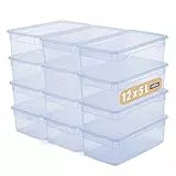 Rotho Clear 12er-Set Aufbewahrungsboxen mit Deckel 5l | Stapelboxen perfekt für Aufbewahrung Schuhe | sicher verschließbar | stapelbar & platzsparend | pflegeleicht | transparent blau