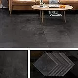 Livelynine 32 Fliesen Bodenfliesen Selbstklebend 30x30cm PVC Fliesen Selbstklebend Bad Boden Klebefliesen Boden Badezimmer Vinylboden Selbstklebend Dunkelgrau Fußbodenbelag Küche Bodenbelag Flur