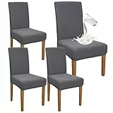 Granbest Premium Wasserdicht Esszimmer Stuhl Abdeckungen Satz Von 4, Stretch Hohen Zurück Stuhlhussen Slipcover Für Esszimmer, Abnehmbaren Stuhl Schutz Für Bankett, Küche, Party (4er Set, Hellgrau)