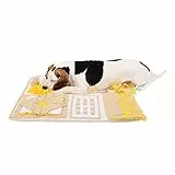lionto Schnüffelteppich für Hunde und Katzen, Suchmatte zum Stressabbau und zur Konzentrationsförderung, 70x60 cm, Teppich aus Fleece ist maschinenwaschbar mit Rutschfester Unterseite, gelb/braun