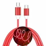 PTPLIFE LED USB C Schnellladekabel,60W Fließendes Rotes Licht Typ-C-Ladekabel,1M Autoladekabel für Datenübertragung und Aufladen für alle Geräte mit Typ-C-Anschluss(Rot)
