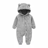 KIDDLETOWN Baby Overall Winter Fleece Strampler Baby Schneeanzüge mit Kapuze Neugeborenes Bär Schneeanzug Junge und Mädchen Einteiliger Anzug für 0-3 Monate