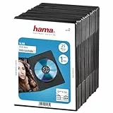 Hama DVD-Hülle Slim 25er-Pack (auch passend für CDs und Blu-Rays) extra schmal, mit Folie zum Einstecken des Covers, schwarz