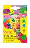 Jovi Plastilin, leicht formbare Modelliermasse für Kinder ab 2 Jahren, 6 Neon-Farben je 15g