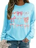 WIEIYM Damen Sweatshirt Rundhals Drucken Langarm Pullover Herbst Winter Frauen Langarmshirt Locker Oberteil Sport Streetwear Sweatshirts Bluse Tops