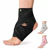 Bracoo Sprunggelenkbandage, Einstellbare Atmungsaktive Knöchelbandage für Plantarfasziitis, Achillessehne, Knöchelschmerzen, Knöchelverstauchung, Sehnenscheidenentzündung, 1 Stück, FS10, Schwarz, L/XL