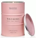 M&SENSE Wildrose natürlich duftende Kerze, 70 Stunden lang anhaltende Soja-Kerzen 320g, Stress Relief Luxus Aromatherapie Kerzen für Frauen, romantische Kerze Geschenke Valentinstag Geschenke
