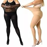 MANZI Damen Strumpfhose 2 or 4 Paar Plus Größen XL-4XL(44-62), 1 Paar Beige,1 Paar Schwarz(70 Den), 70 Denier XXXL