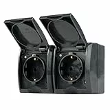 REV AquaForm, Doppelsteckdose-Feuchtraumsteckdose, IP44, Aufputz, anthrazit