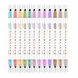 EooUooIP Textmarker Stifte,Dual Tips Textmarker,12 Farben Pastell Textmarker Doppelkopf,Meißelspitze Schlanke Textmarker Doppelspitzen Pastellmarker für Schule, Büro