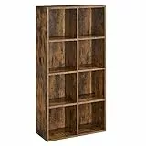 VASAGLE Bücherschrank, Bücherregal, mit 8 Fächern, Büroregal, Würfelregal, Standregal, für Wohnzimmer, Schlafzimmer, Büro, Kinderzimmer, vintagebraun LBC024T01