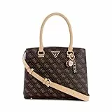 GUESS Damen Noelle Girlfriend Satchel Schulranzen, Tragegriff Oben, Braunes Logo