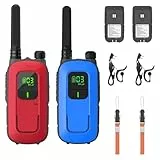 Radioddity PR-T3 Walkie Talkie für Kinder 16 Kanäle PMR446 Funkgerät für 3-12 Jahre Kinder VOX mit Taschenlampe 4KM Reichweite für Abenteuer, Outdoor, Camping, 2 Stücke(Rot & Blau)