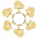 Healifty 6 Stück Serviettenringe Schnalle mit Palmenmotiv aus Legierung Goldfarben für Sommer Hawaii Party Dekoration und Strandfeiern