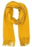 frFASHION YOU WANT Schal Damen Warm Herbst unifarben Baumwolle mit quasten/ansen, Farben Einfarbig & Kariert Pashmina xl Schals Stola MEHRWEG (senfgelb)