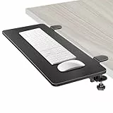 VAYDEER Ergonomische Schreibtischverlängerung,Tischverlängerung, desk extender,Klemm-Mausablage, Tastaturablage,Armlehnenregal, Computertischverlängerung, Unterstützung für den Ellenbogenarm (Schwarz)