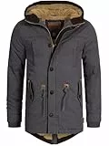 Indicode Herren Barge Winterjacke m. Kapuze & Teddyfutter | Winterparka Herrenjacke Parka Dk Grey, XL