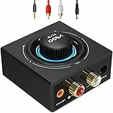 YMOO Bluetooth 5.3 Audio Empfänger für Stereoanlage, Bluetooth Adapter AUX HiFi, 50ft Reichweite, 3.5 mm Klinke & Cinch-Eingang Receiver für TV/Handy/Tablet/PC/MP3-Player/Verstärker