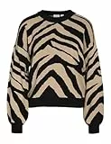 Noisy May Damen Nmcharlott L/S O-Neck Knit FWD Noos Pullover, Black/Pattern:Nomad, L EU