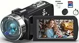 Videokamera Camcorder 4K HD 80MP 30FPS mit IR Nachtsicht, 18X Digitalzoom Webcam Videokameras, 3,0-Zoll 270° Drehung Ausgestattet IPS Screen Vlogging Camera für YouTube mit 2 Akkus, 32GB-SD-Karte