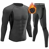 UNIQUEBELLA Thermo Unterwäsche Set, Funktionswäsche Herren Skiunterwäsche Winter Suit Ski Thermo-Unterwäsche Thermowäsche Unterhemd + Unterhose