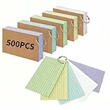 A8 Linierte Karteikarten 500 Stück Lernkarten mit Ring Flash Cards Bunt vokabelkasten Karteikarte für Englisch Vokabeln Formeln Notizen Büro Schule Zuhause Studienaufzeichnung